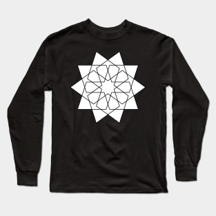 Islamic 10 Pointed Star Black & White Long Sleeve T-Shirt